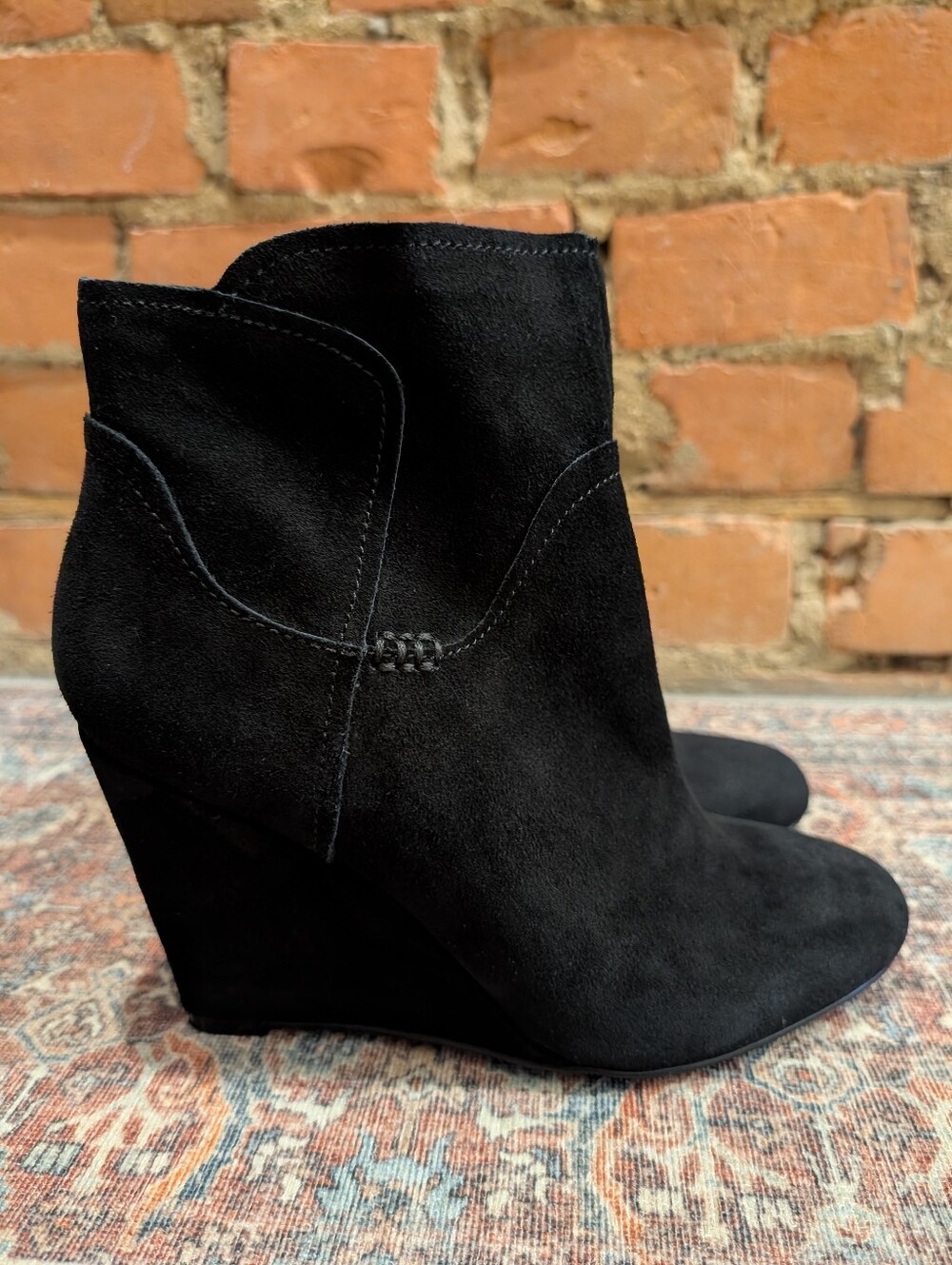 Le Chateau Wedge Suede Leather Ankle Boots